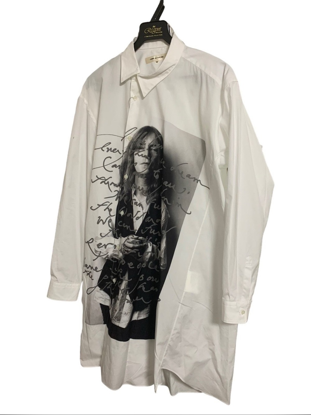 Comme des Garcons White Graphic Button-Down Longline Shirt